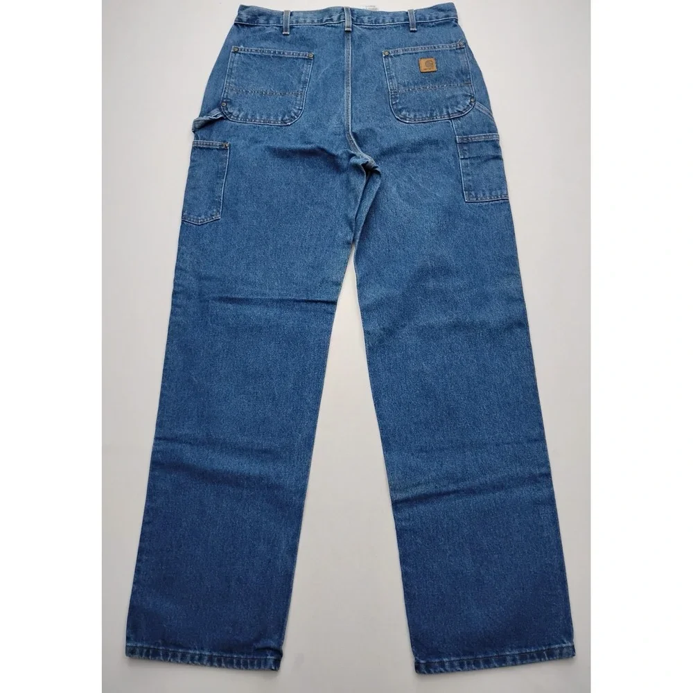 Carhartt Jeans Blue Carpenter Double Knee Dungaree B73 DST Mens 38x36